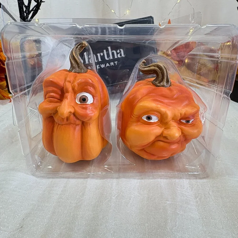 Martha Stewart Halloween Funny Jack O Lantern Pumpkin Faces Figurines Statue